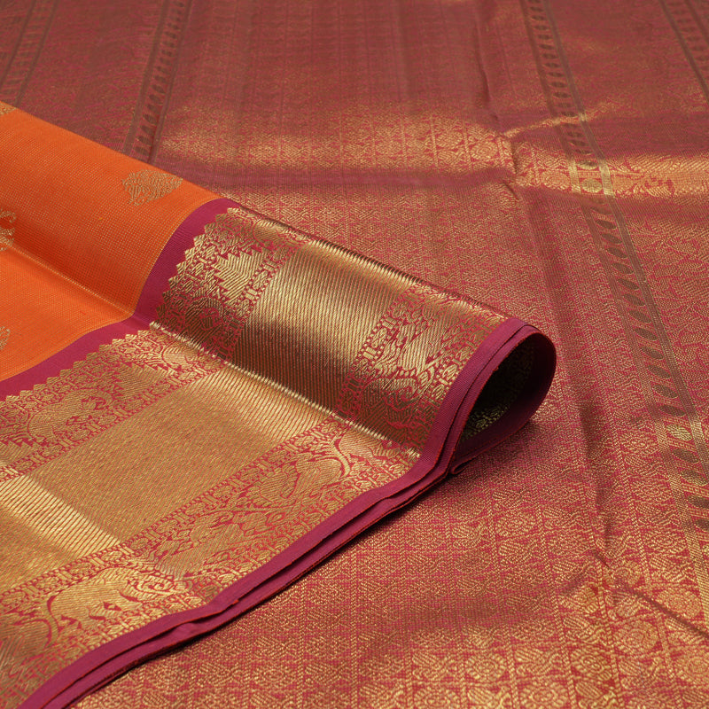 Hayagrivas Handloom Fanta Orange Kanjivaram Silk Saree with Red Border BE726-SBS