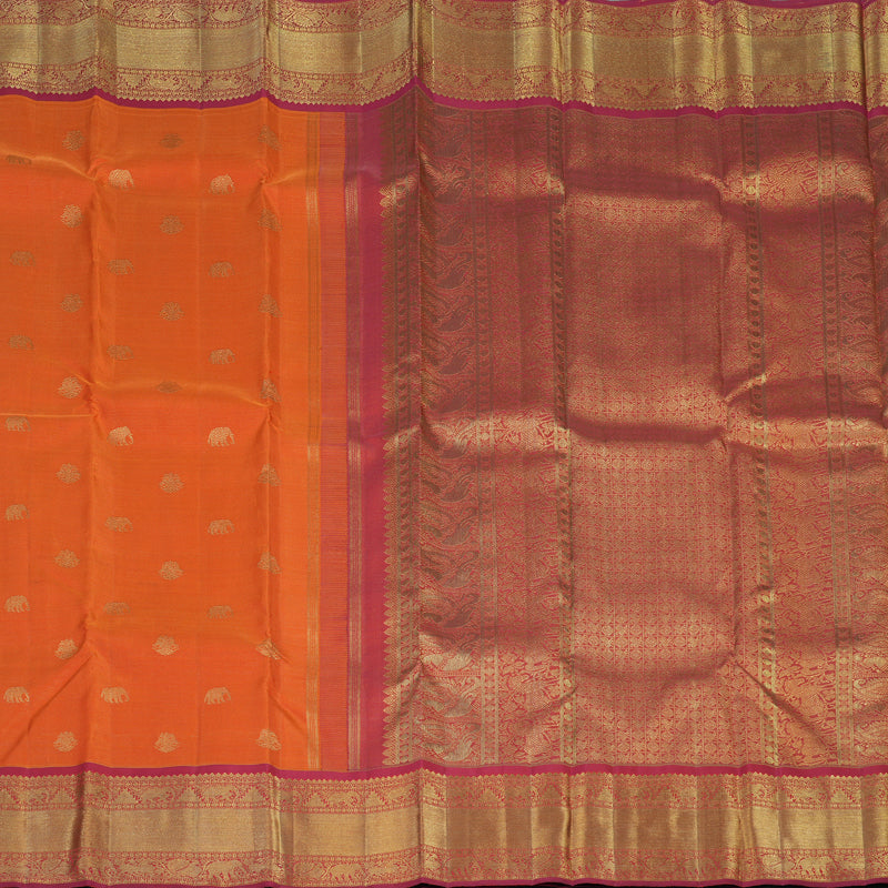 Hayagrivas Handloom Fanta Orange Kanjivaram Silk Saree with Red Border BE726-SBS