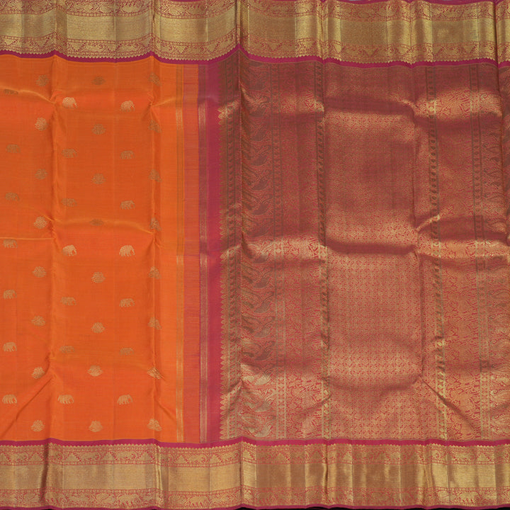 Hayagrivas Handloom Fanta Orange Kanjivaram Silk Saree with Red Border BE726-SBS