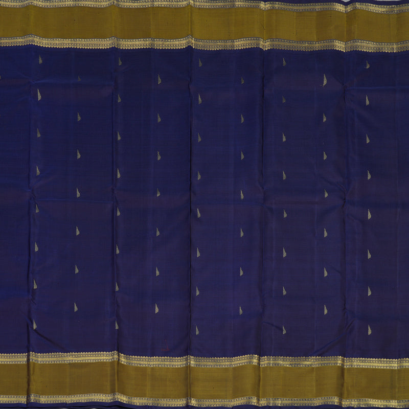 Hayagrivas Handloom Navy Blue Kanjivaram Silk Saree with Mehandi Green Border BE727-SBS