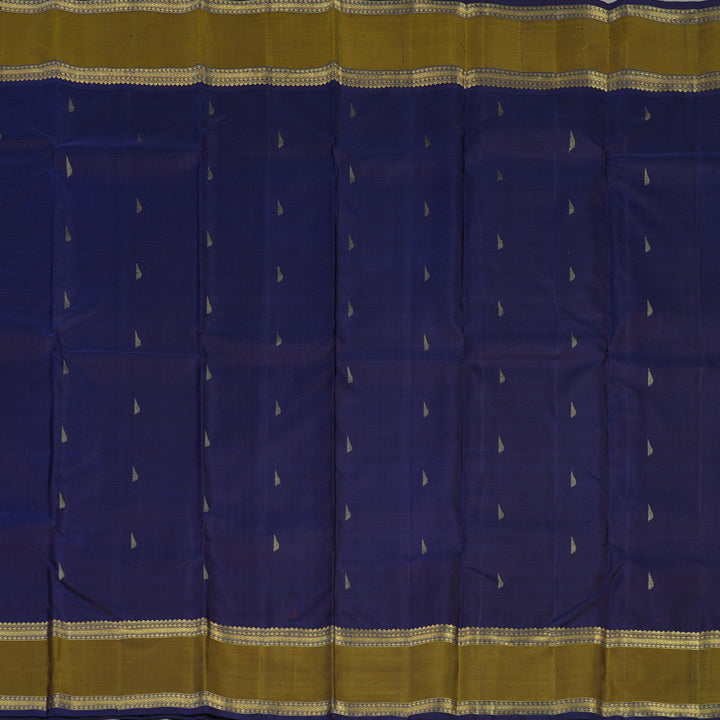 Hayagrivas Handloom Navy Blue Kanjivaram Silk Saree with Mehandi Green Border BE727-SBS