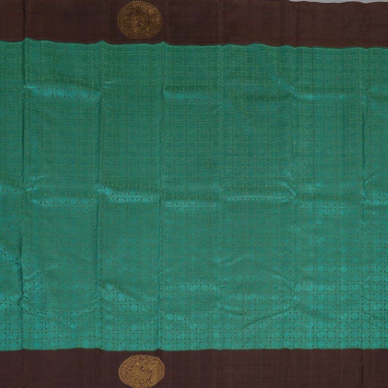 Hayagrivas Handloom Emerald Green Kanjivaram Silk Saree with Dark Brown Border BE729-SBS