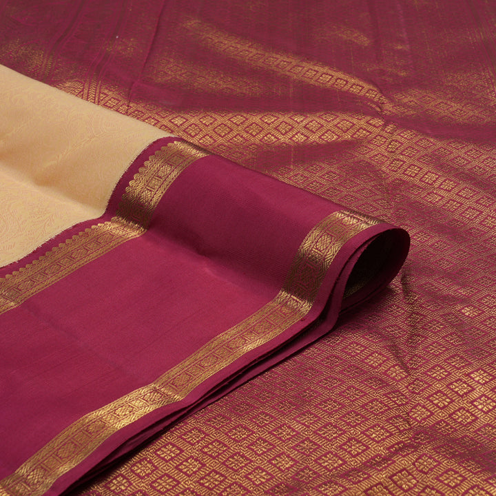 Hayagrivas Handloom Peach Orange Kanjivaram Silk Saree with Ganga Jamuna Border BE730-SBS