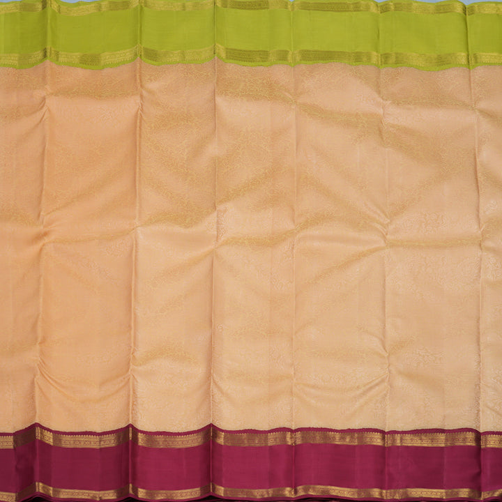 Hayagrivas Handloom Peach Orange Kanjivaram Silk Saree with Ganga Jamuna Border BE730-SBS