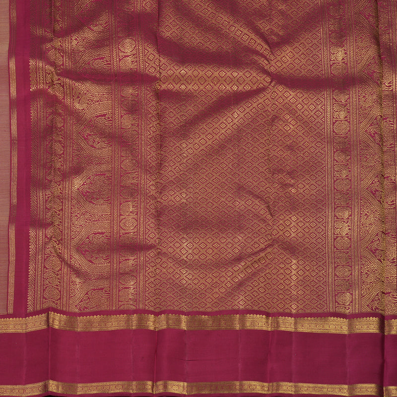 Hayagrivas Handloom Peach Orange Kanjivaram Silk Saree with Ganga Jamuna Border BE730-SBS