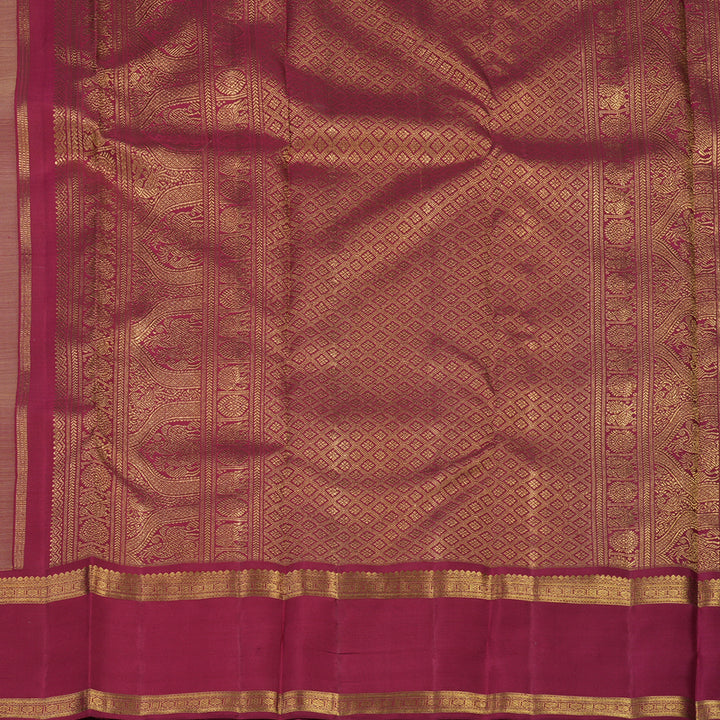 Hayagrivas Handloom Peach Orange Kanjivaram Silk Saree with Ganga Jamuna Border BE730-SBS