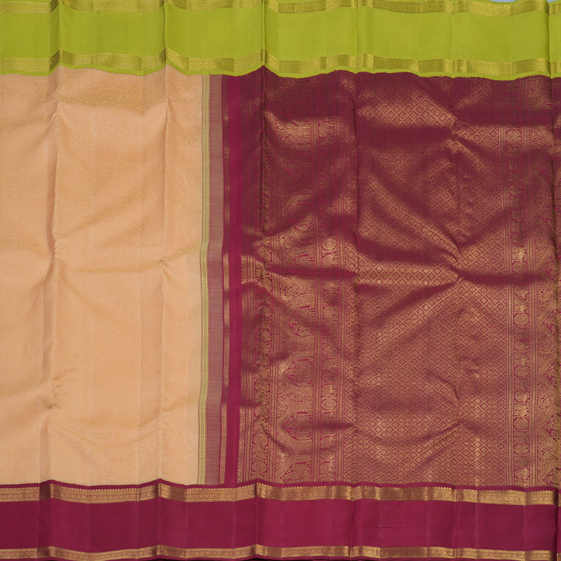 Hayagrivas Handloom Peach Orange Kanjivaram Silk Saree with Ganga Jamuna Border BE730-SBS