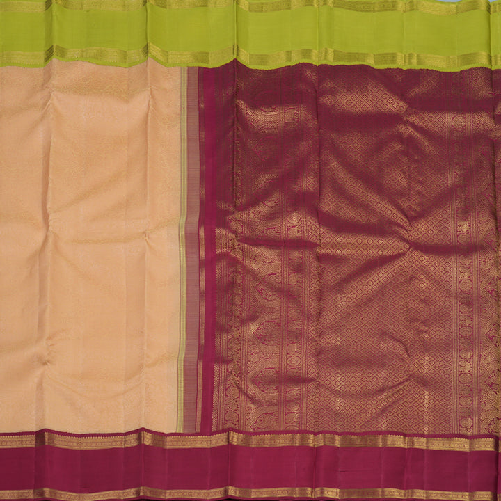 Hayagrivas Handloom Peach Orange Kanjivaram Silk Saree with Ganga Jamuna Border BE730-SBS