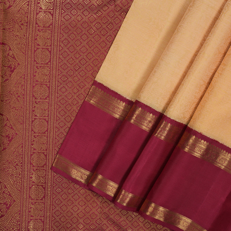 Hayagrivas Handloom Peach Orange Kanjivaram Silk Saree with Ganga Jamuna Border BE730-SBS