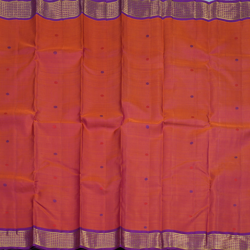 Hayagrivas Handloom Orangish-Pink Kanjivaram Silk Saree with Purple Border BE732-SBS