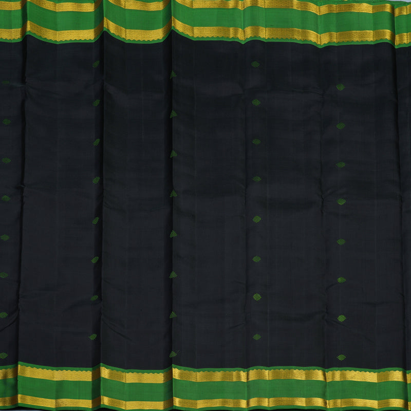 Hayagrivas Handloom Black Kanjivaram Silk Saree with Green Border BE733-SBS
