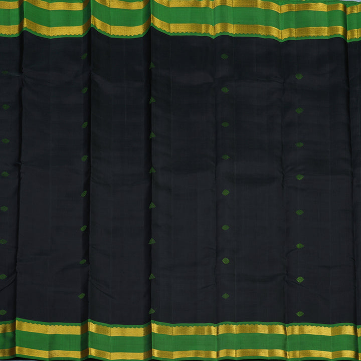 Hayagrivas Handloom Black Kanjivaram Silk Saree with Green Border BE733-SBS