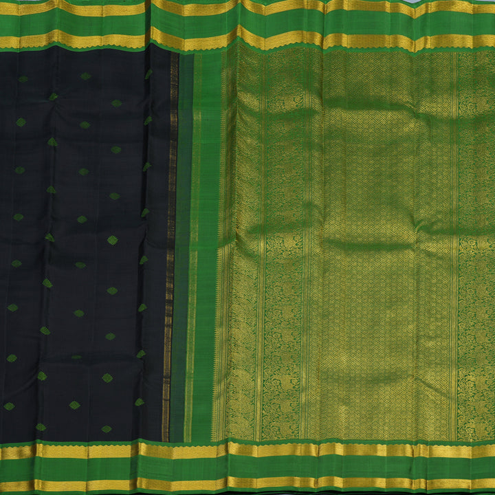Hayagrivas Handloom Black Kanjivaram Silk Saree with Green Border BE733-SBS