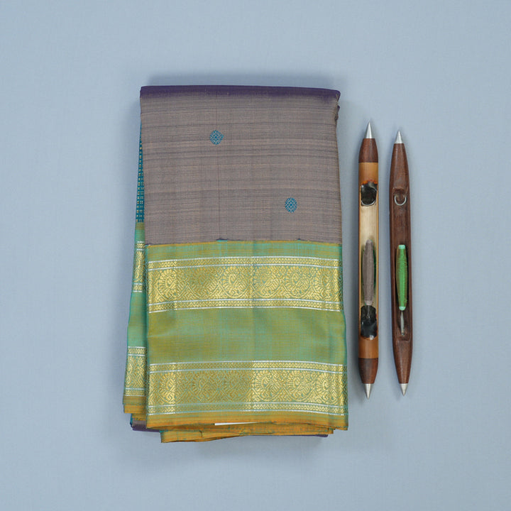 Hayagrivas Handloom Dual Tone (Blue & Yellow) Kanjivaram Silk Saree BE734-SBS