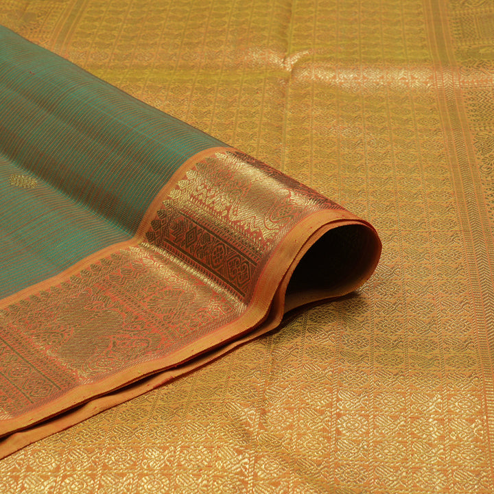 Hayagrivas Handloom Manthulir Kanjivaram Silk Saree with Golden Orange Border BE736-SBS