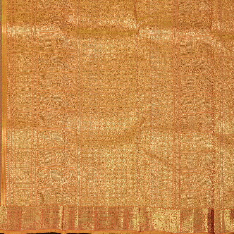 Hayagrivas Handloom Manthulir Kanjivaram Silk Saree with Golden Orange Border BE736-SBS