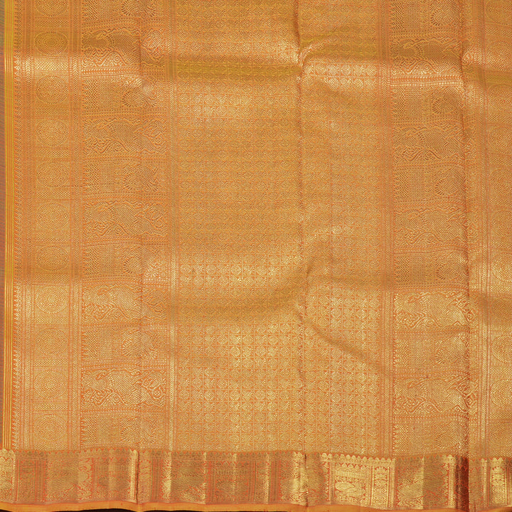 Hayagrivas Handloom Manthulir Kanjivaram Silk Saree with Golden Orange Border BE736-SBS