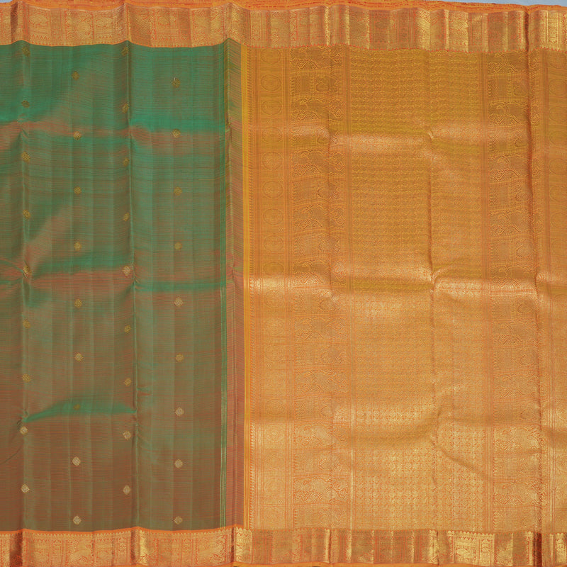 Hayagrivas Handloom Manthulir Kanjivaram Silk Saree with Golden Orange Border BE736-SBS