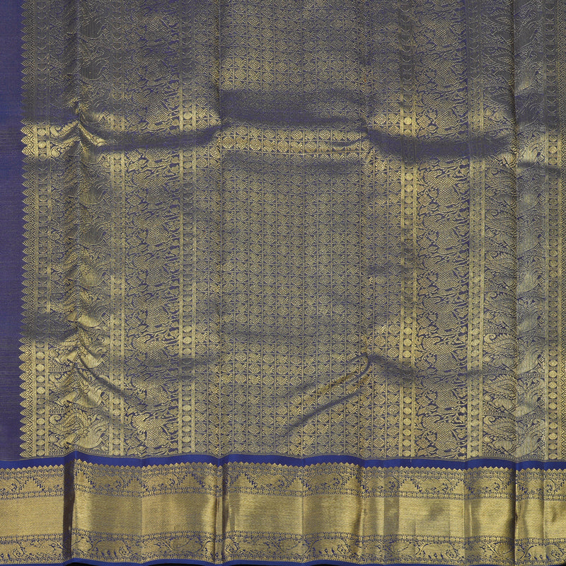 Hayagrivas Handloom Bottle Green Kanjivaram Silk Saree with Dark Blue Border BE739-SBS