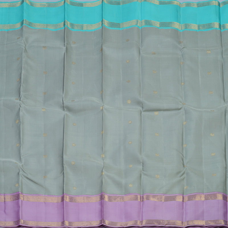Hayagrivas Handloom Silver Grey Kanjivaram Silk Saree with Ganga Jamuna Border BE740-SBS