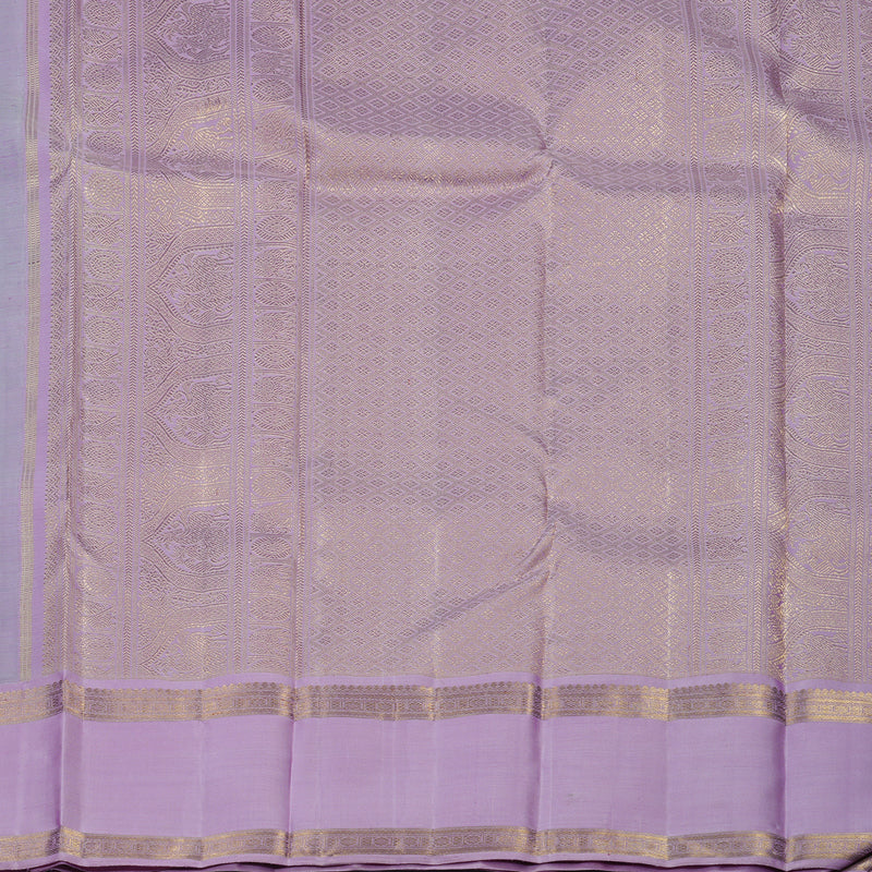 Hayagrivas Handloom Silver Grey Kanjivaram Silk Saree with Ganga Jamuna Border BE740-SBS