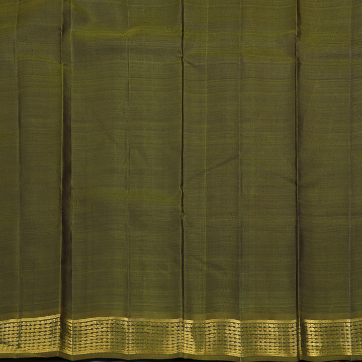 Hayagrivas Handloom Rama Blue Kanjivaram Silk Saree with Olive Green Border BE741-SBS
