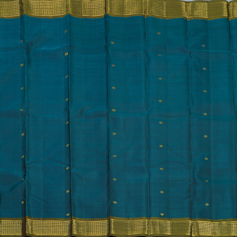 Hayagrivas Handloom Rama Blue Kanjivaram Silk Saree with Olive Green Border BE741-SBS