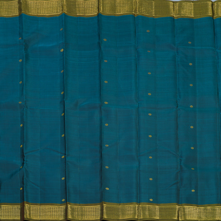 Hayagrivas Handloom Rama Blue Kanjivaram Silk Saree with Olive Green Border BE741-SBS