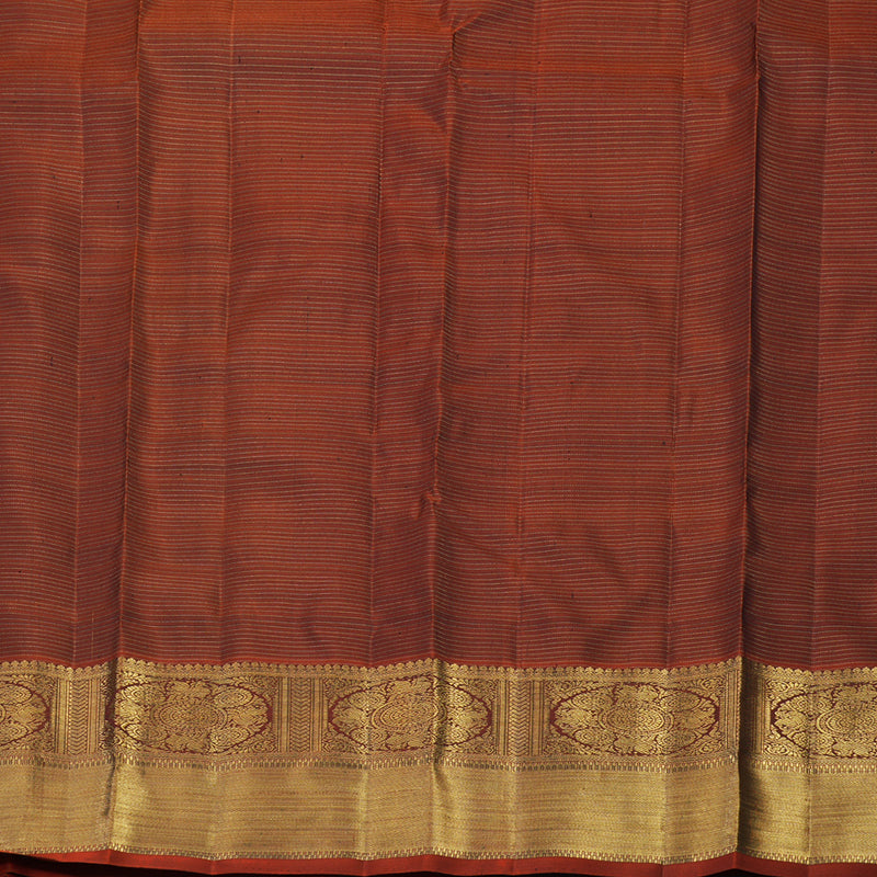 Hayagrivas Handloom Peacock Green Kanjivaram Silk Saree with Rust Orange Border BE743-SBS
