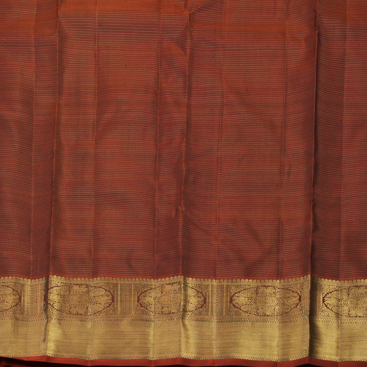 Hayagrivas Handloom Peacock Green Kanjivaram Silk Saree with Rust Orange Border BE743-SBS