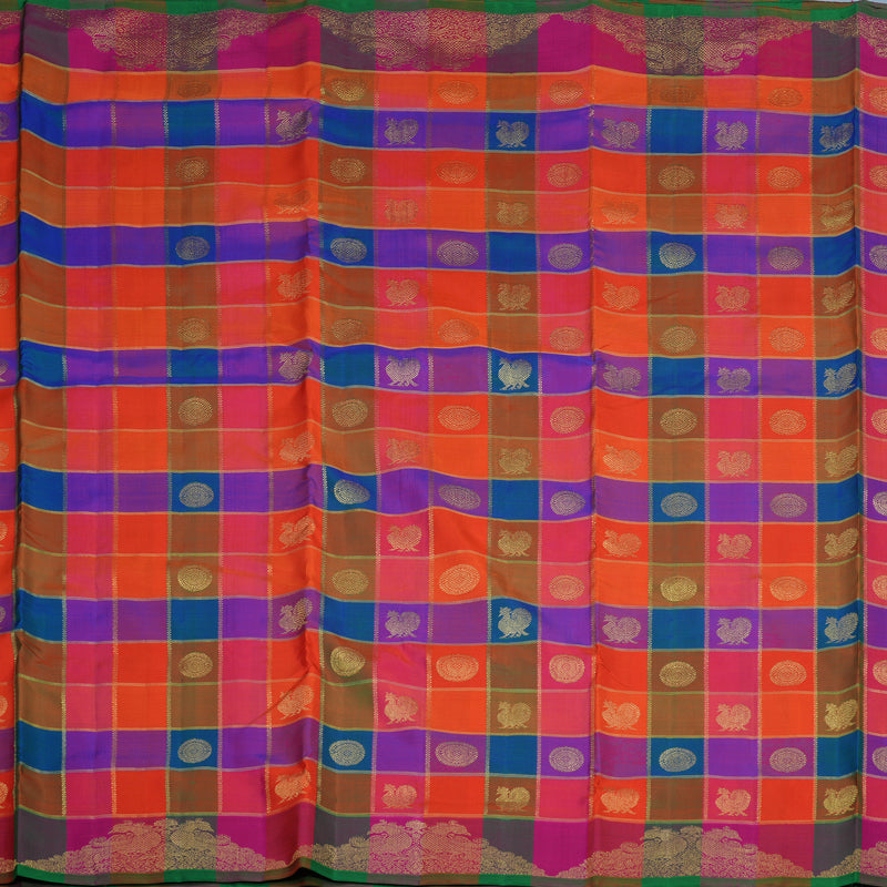 Hayagrivas Handloom Multicolour Checks Ten Yards Silk Saree BE745-SBS