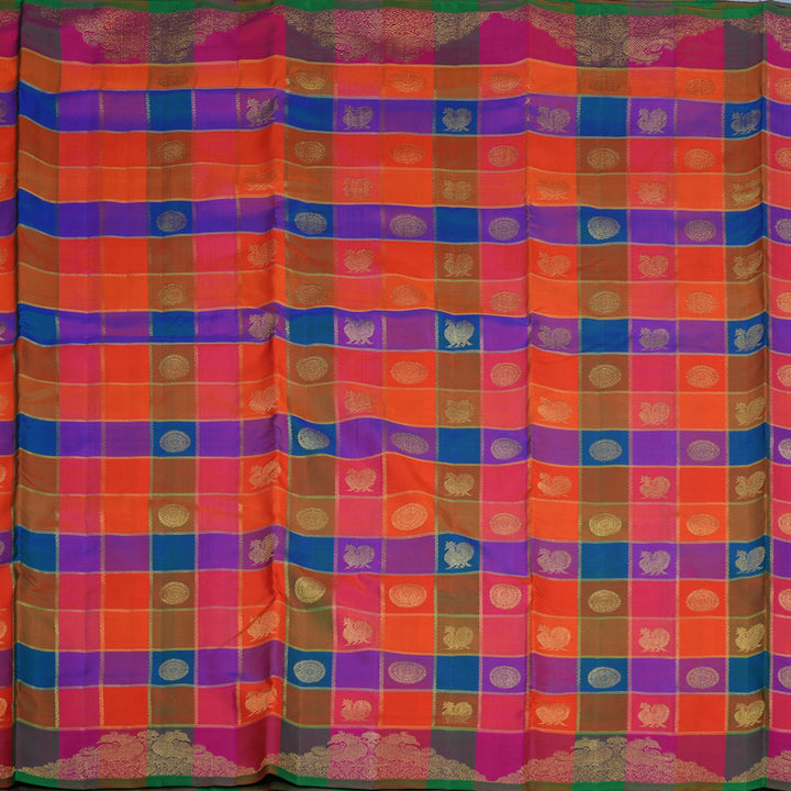 Hayagrivas Handloom Multicolour Checks Ten Yards Silk Saree BE745-SBS
