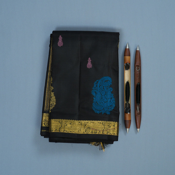 Hayagrivas Handloom Black Kanjivaram Silk Saree BE751-SBS