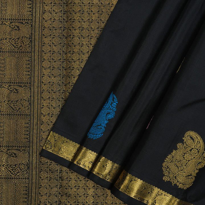Hayagrivas Handloom Black Kanjivaram Silk Saree BE751-SBS