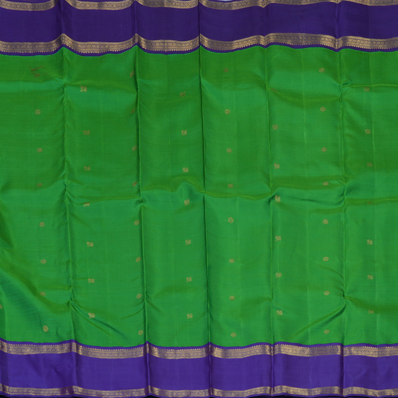 Hayagrivas Handloom Meenakshi Pachai Kanjivaram Silk Saree with Purple Border BE755-SBS