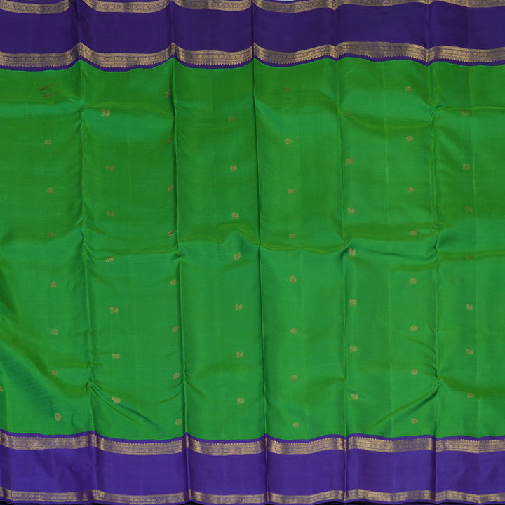Hayagrivas Handloom Meenakshi Pachai Kanjivaram Silk Saree with Purple Border BE755-SBS