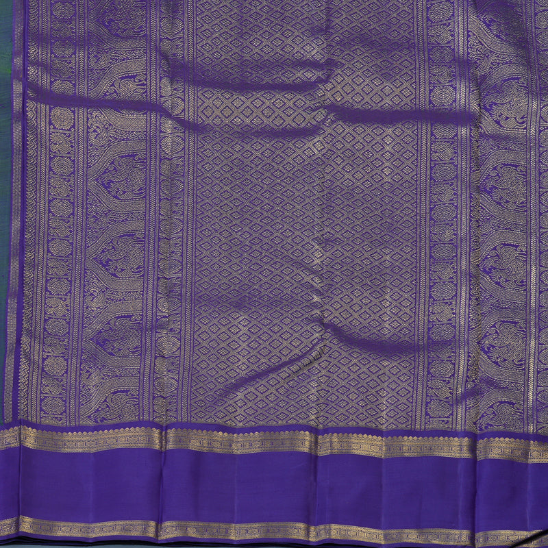 Hayagrivas Handloom Meenakshi Pachai Kanjivaram Silk Saree with Purple Border BE755-SBS