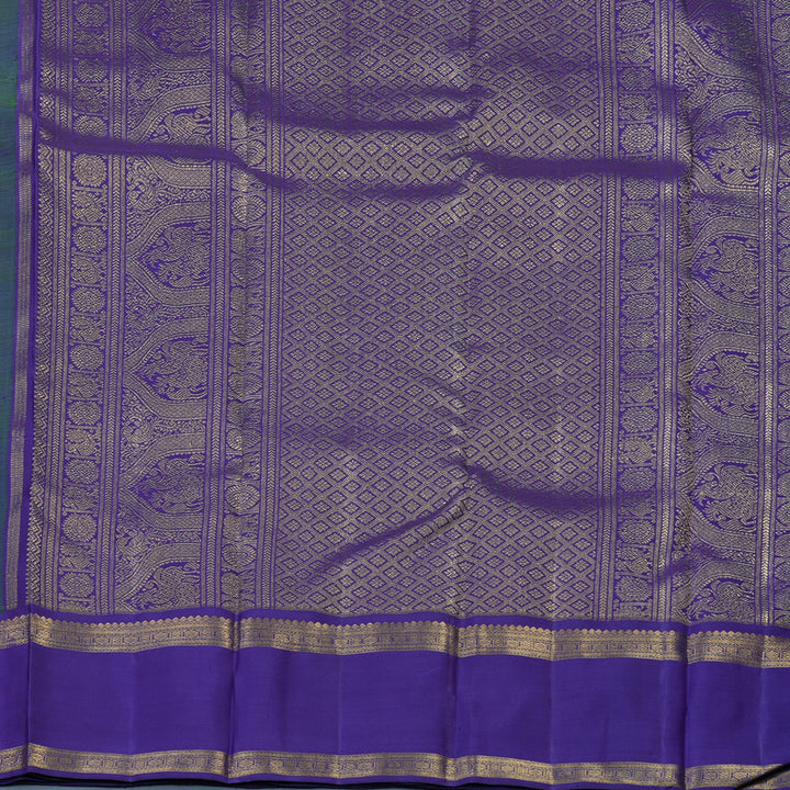Hayagrivas Handloom Meenakshi Pachai Kanjivaram Silk Saree with Purple Border BE755-SBS