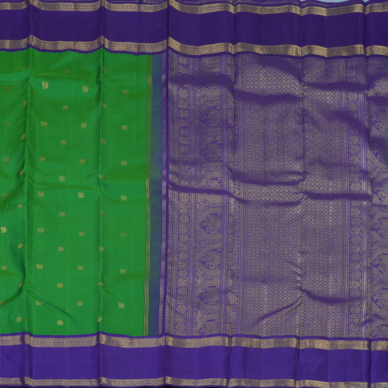 Hayagrivas Handloom Meenakshi Pachai Kanjivaram Silk Saree with Purple Border BE755-SBS