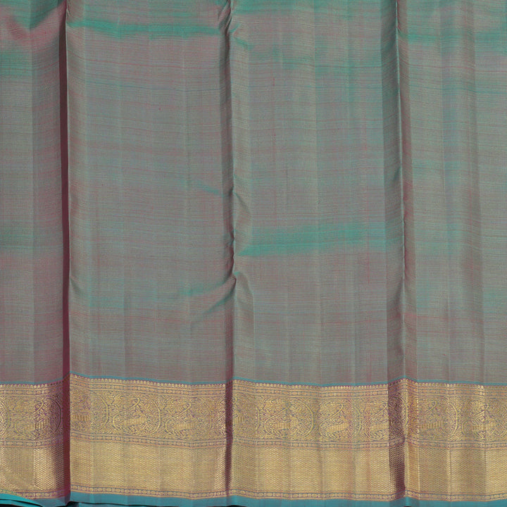 Hayagrivas Handloom Rani Pink Kanjivaram Silk Saree with Teal Border BE765-SBS