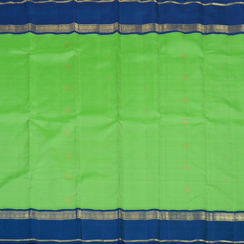 Hayagrivas Handloom Parrot Green Kanjivaram Silk Saree with Peacock Blue Border BE768-SBS