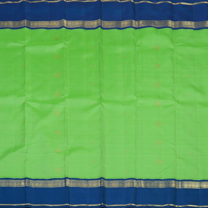 Hayagrivas Handloom Parrot Green Kanjivaram Silk Saree with Peacock Blue Border BE768-SBS