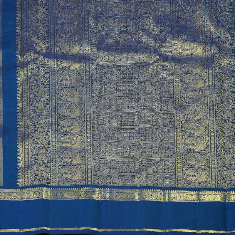 Hayagrivas Handloom Parrot Green Kanjivaram Silk Saree with Peacock Blue Border BE768-SBS