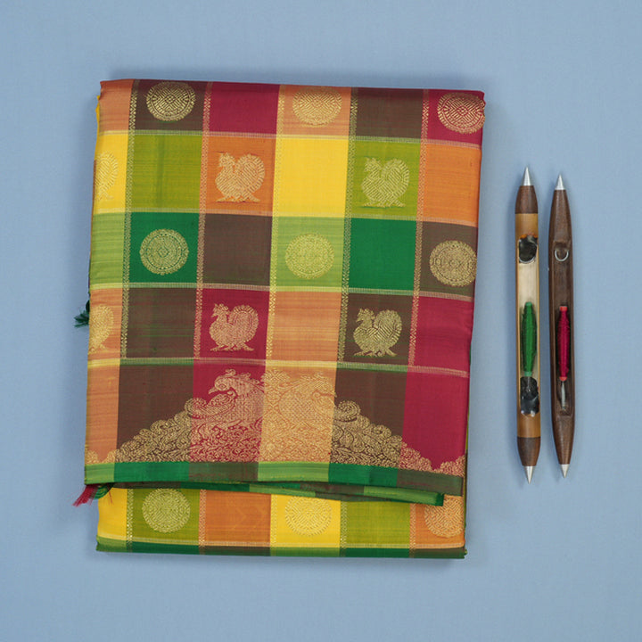 Hayagrivas Handloom Paalum Pazhamum Checks Ten Yards Silk Saree BE776-SBS