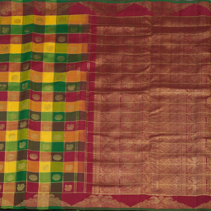 Hayagrivas Handloom Paalum Pazhamum Checks Ten Yards Silk Saree BE776-SBS