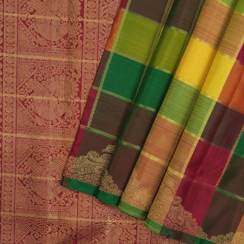 Hayagrivas Handloom Paalum Pazhamum Checks Ten Yards Silk Saree BE776-SBS