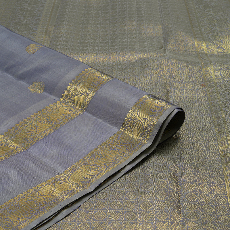 Hayagrivas Handloom Bluish-Grey Kanjivaram Silk Saree BE777-SBS