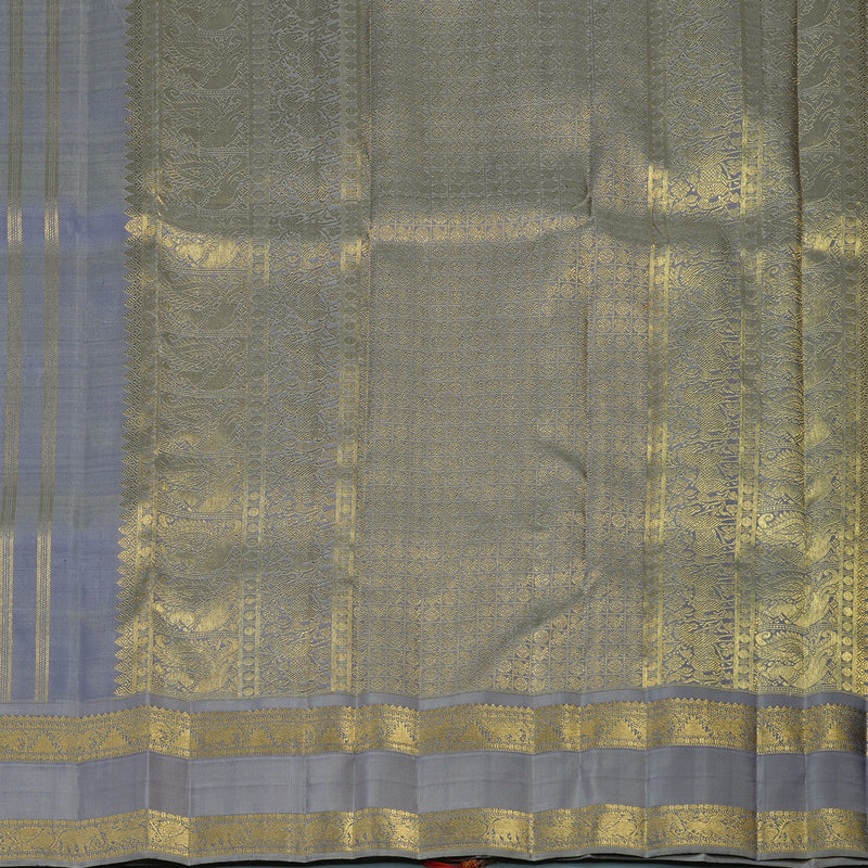 Hayagrivas Handloom Bluish-Grey Kanjivaram Silk Saree BE777-SBS