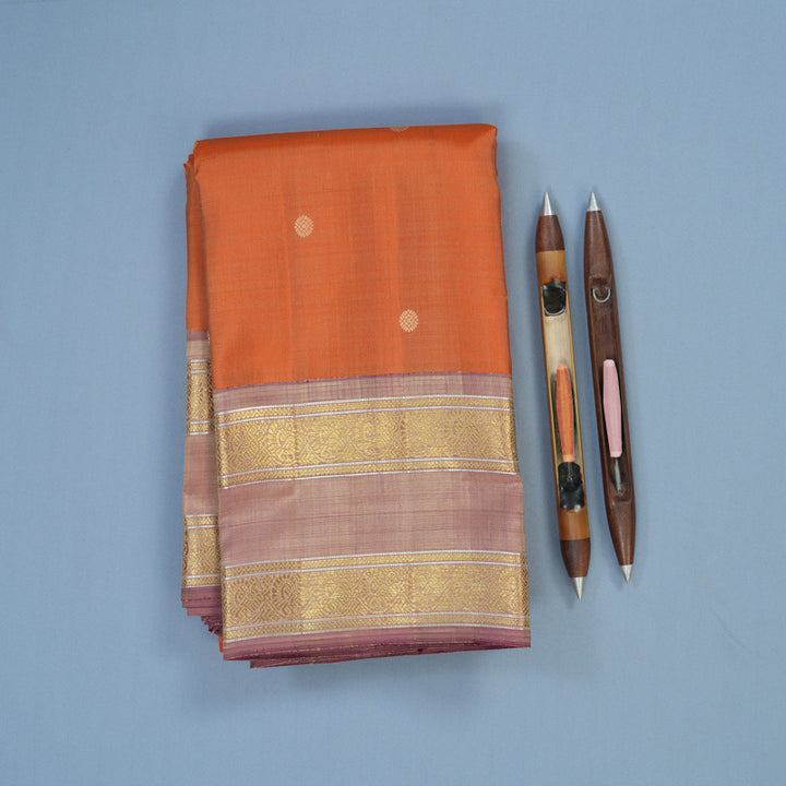 Hayagrivas Handloom Orange Kanjivaram Silk Saree with Dual Toned Border BE779-SBS