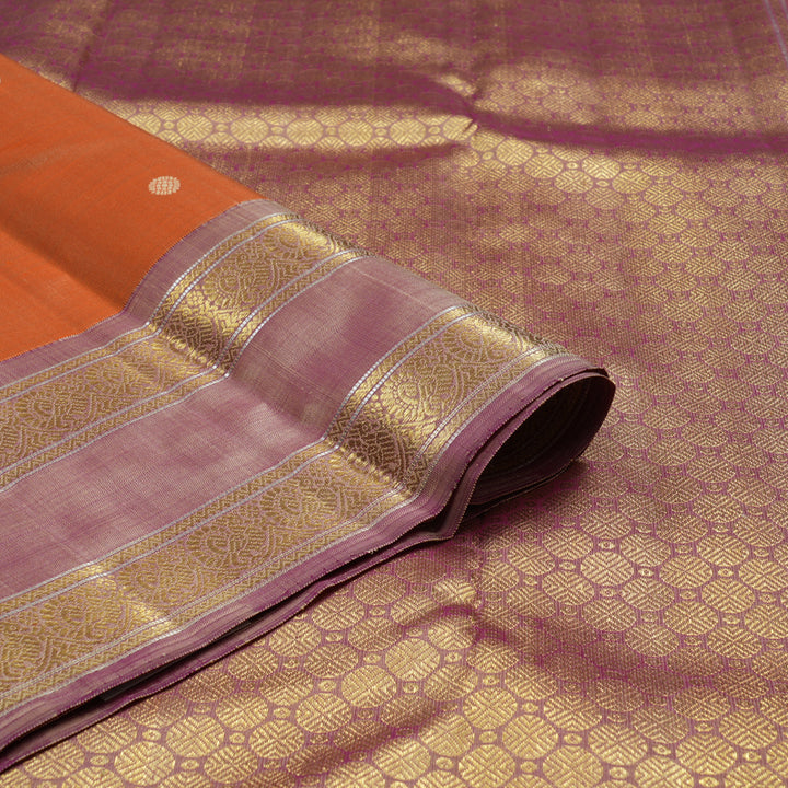 Hayagrivas Handloom Orange Kanjivaram Silk Saree with Dual Toned Border BE779-SBS